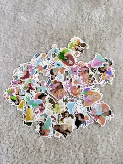 ディズニープリンセス ステッカー 49枚&ハンカチセット