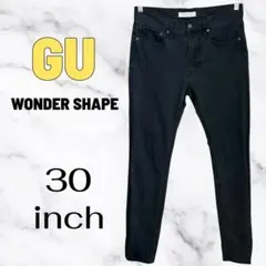 【GU】ワンダーシェイプスキニーパンツ ジーンズ　ローライズ　黒　30インチのサムネイル