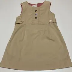 美品　familiar ベージュ ノースリーブ 刺繍入りワンピース