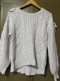 WILLSELECTION パープルニットリボントップス