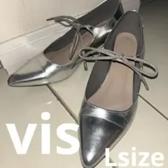 vis シルバーリボンパンプス L