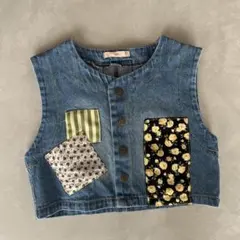 しまむら ai arai コラボ デニムベスト パッチワーク　90cm