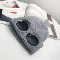 ニット帽 ゴーグルビーニー 男女兼用 グレー カジュアル ストリート 冬 b6