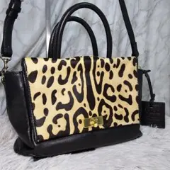 極美品 トリーバーチ サッチェル ハラコ レオパード 2way トートバッグ 