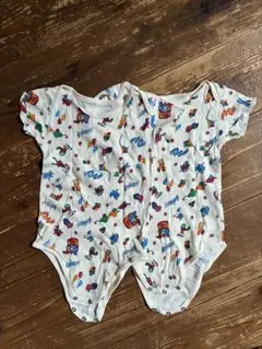 SUPER BOO HOMESカラフルキャラクター半袖ロンパース 2枚セット