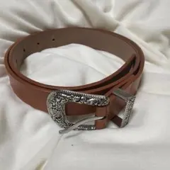 ウエスタン調 バックルベルト ブラウン