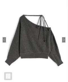 ネックリボンワンショルニットトップス