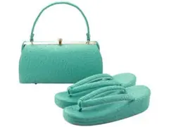 【新品】草履 バッグセット 和装 ハンドバッグ 　　グリーン