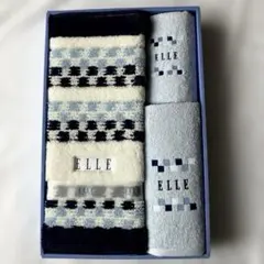 ELLE バスマット　バスタオル　フェイスタオル　セット　ブルー系