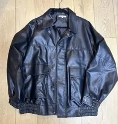 SUGGESTION ブラックフェイクレザージャケットのサムネイル