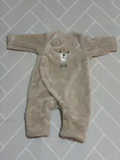 ベージュ フリースロンパース 50 60 クマ アウター　モコモコ　防寒