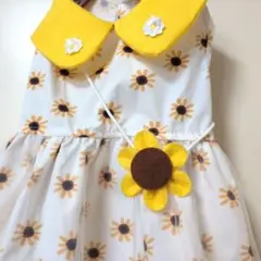 ひまわり柄犬用ドレス 小型犬用
