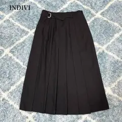 インディヴィ　ベルト付きフレアスカート(36)プリーツ　ロング　脚長効果　可愛い