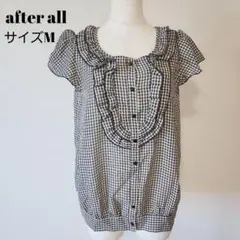 after all フリル付き チェック柄 半袖ブラウス M A0922のサムネイル