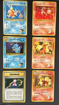 旧裏面　ポケカ サカキ カツラ ギャラドス ウィンディ1990s vintage