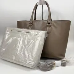 新品　UNITED ARROWS 2way 本革 トートバッグ　グレージュ