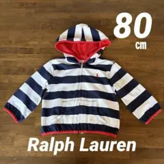 【新品タグ付】 ラルフローレン フード付き長袖パーカー マリン 12M 80㎝