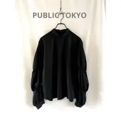 【美品】PUBLIC TOKYOボリュームスリーブギャザーフォーマルブラウス 黒のサムネイル