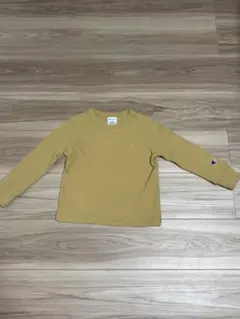 Champion マスタード色 ワッフル 長袖Tシャツ 110