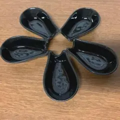 レンゲ置き　5個　陶器　黒　まとめ売り　レトロ