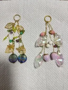 ④ハンドメイド 葉と花のチャームセット