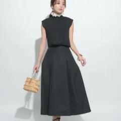JUSGLITTY キルティングジャガードフレアスカート ブラックのサムネイル