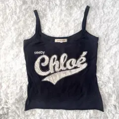 SEE BY CHLOE ラインストーン キャミソール ブラック Y2K クロエのサムネイル