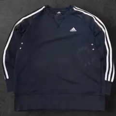 00s adidas ワンポイントロゴ ストライプ クルーネック スウェットのサムネイル