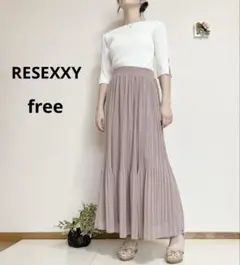 RESEXXY ロングプリーツスカートくすみピンク　レディース　フリー　きれいめのサムネイル