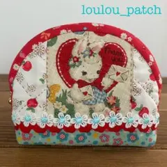 パッチワークポーチ ❤︎メリーボンボン ラブレター ホワイトレッド❤︎