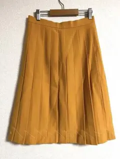 プリーツスカート マスタード 黄色 膝丈スカート 美品