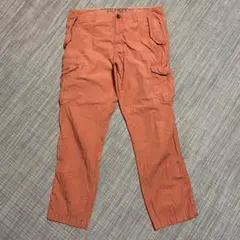 00s Y2K カーゴパンツ オレンジ コットンポプリン 多ポケット 36/32