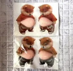 立体ぷにぷに 柴犬シール 4匹 セット おなかぷにぷに スクイーズ加工 ④