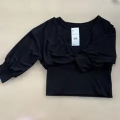 ブラック Vネック 長袖 トップス Lサイズ　サラサラ生地