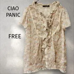 チャオパニック＊花柄シフォンブラウス 【FREE】半袖 フリル リボンのサムネイル
