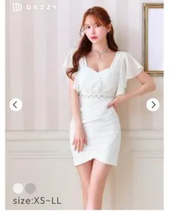 【dazzy store】ホワイト Vネック フリル袖 ドレス