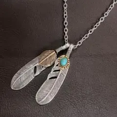 フェザー ネックレス シルバー 2枚羽 ユニセックス インディアンジュエリー
