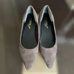 グレー ベージュスエード パンプス36