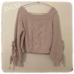 【美品】INGNI ニットセーター ピンク Mサイズ オフショル リボン