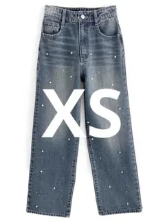 GRL パールストレートデニムパンツ cu457 ブルー XS