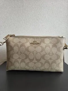 極美品✨COACH ショルダーバッグ シグネチャー PVC×レザー ゴールド