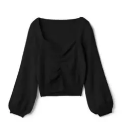 GRL フロントギャザーショートニットトップス