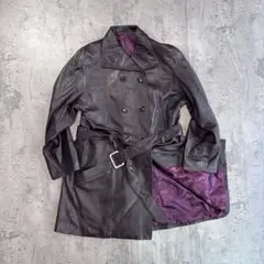 【本革】90’s ダブルブレスト レザージャケット ベルト付き パンク 日本製のサムネイル