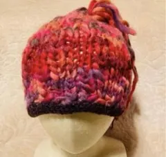 ニット帽 ハンドメイド　個性的　サイケデリック フェス　エスニック　ヒッピー