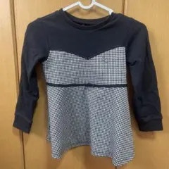 組曲　刺繍入り長袖トレーナー（黒白チェック）のサムネイル