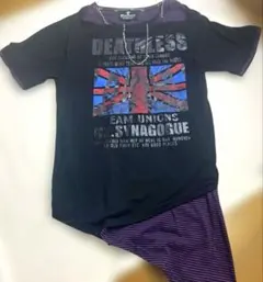 Beaumere 古着 ネックレス付 フェイクレイヤードトップス　変形　国旗のサムネイル