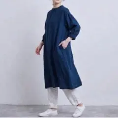 美品✨中川政七商店 リネン ガーゼ 洗える ワンピース ギャザー