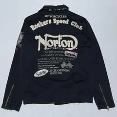 Norton ライダースジャケット コットン 刺繍×プリント ノートン