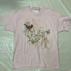 M-638 JERZEES バタフライ プリント Tシャツ ピンク XLのサムネイル