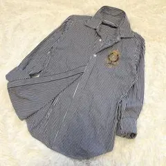 ラルフローレンスポーツ　ストライプコットンシャツ　刺繍ロゴ　エンブレム　長袖